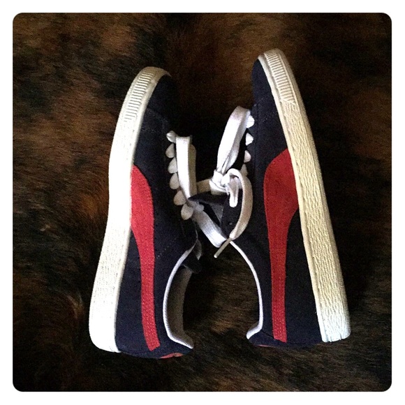 👟✨Puma✨💴Mens Liga Suede Trainers Blue/Red - Picture 2 of 5